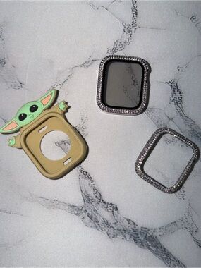 Set of 3 Apple Watch Bumpers - Cute Star Wars Grogu & 2 💎 Bumpers - 45mm